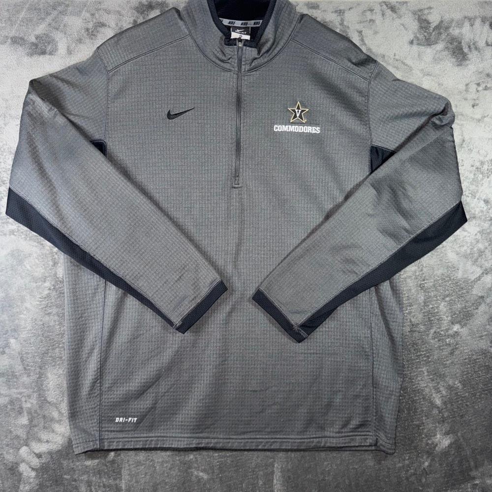 Mens XL Nike Vanderbilt Commodores Pullover Gray Excellent Dri-FIT 1/4 Zip